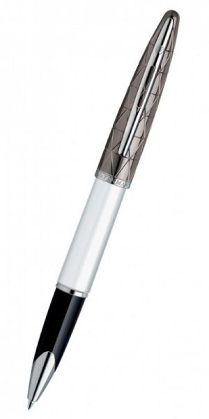 Ручка роллер WATERMAN Carene (S0944700) White ST (F) чернила: черный посеребрение/никеле-палладиевое покрытие для защиты от окисления
